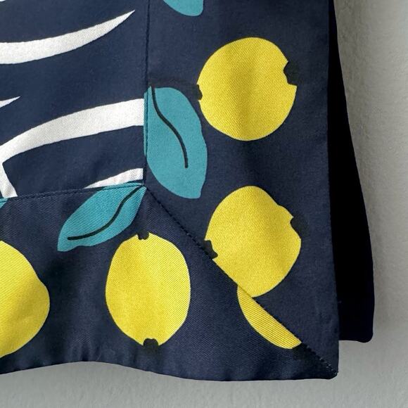 STAUD Parke Top Navy Citrus Lemon Print Shirt XS Bold Graphic Print Dopamine NWT - Picture 2 of 14